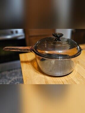 Vintage VISION Glass-Lidded Saucepan in Smoky Amber - Versatile Cookware